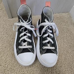 Converse Kids High-Top Sneakers - Black and White with Pink Accents